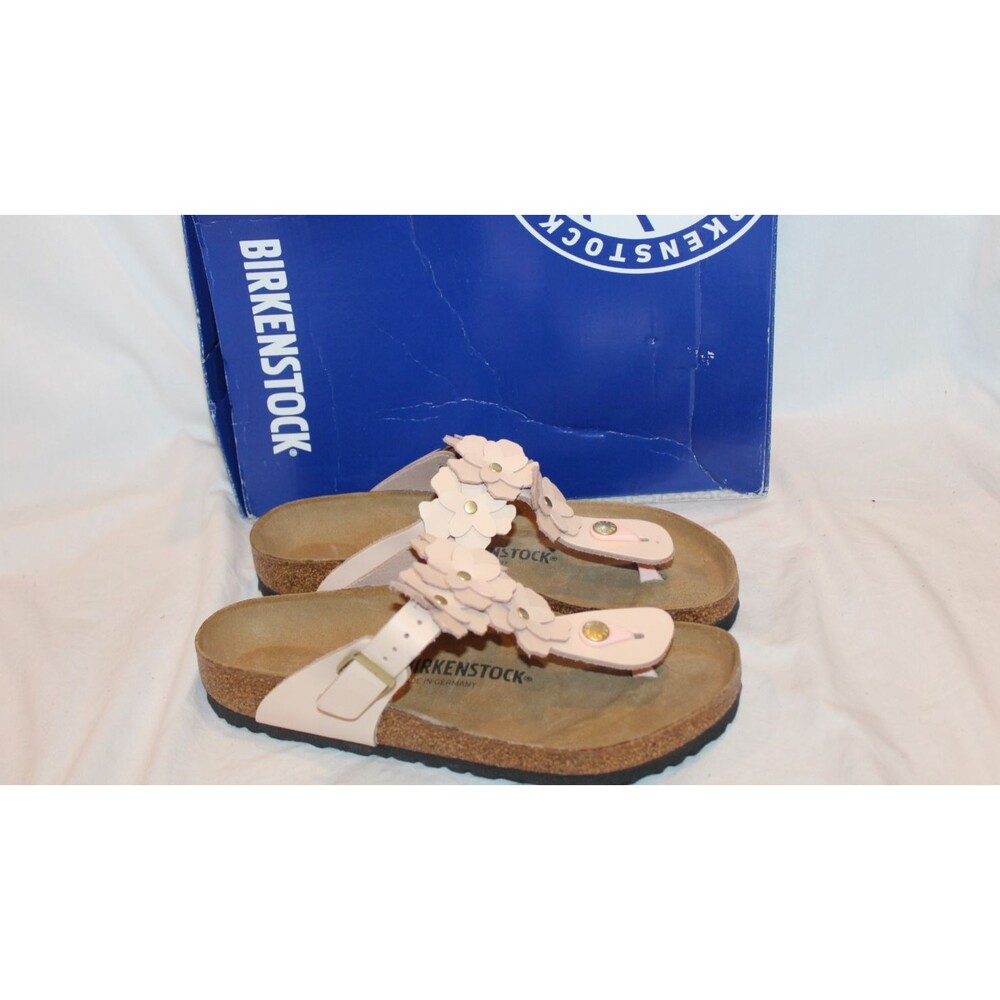 Birkenstock Women's Gizeh Flower Embellished Leather Sandals EU 39 REG ROSE